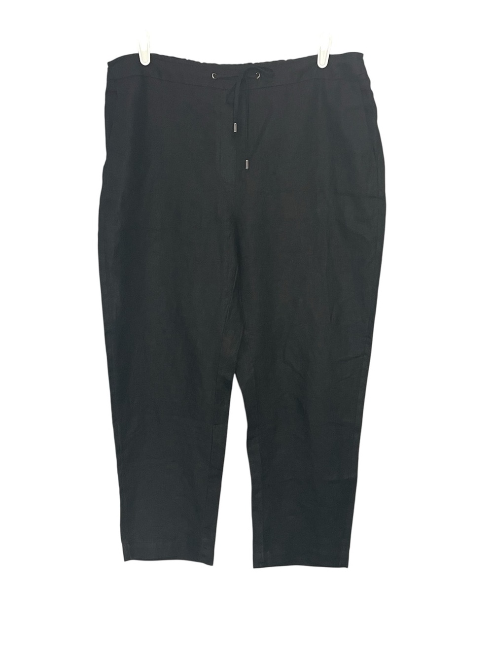 Chico’s Elastic Back Drawstring Pure Linen Ankle Pants Size 2.5 R 14 Black